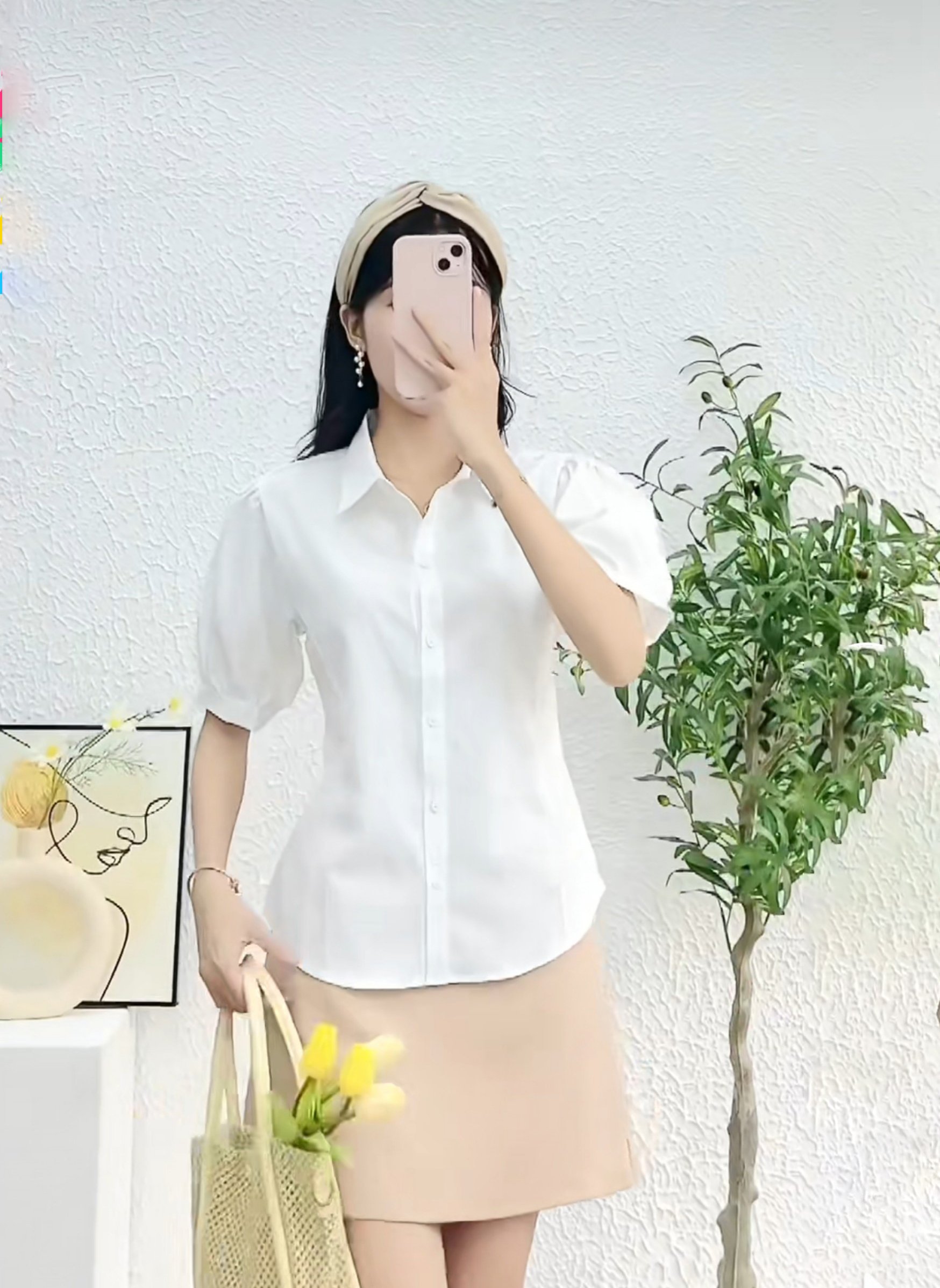 Áo sơ mi NU Tay Phồng Cột Nơ Sau Mẫu mới