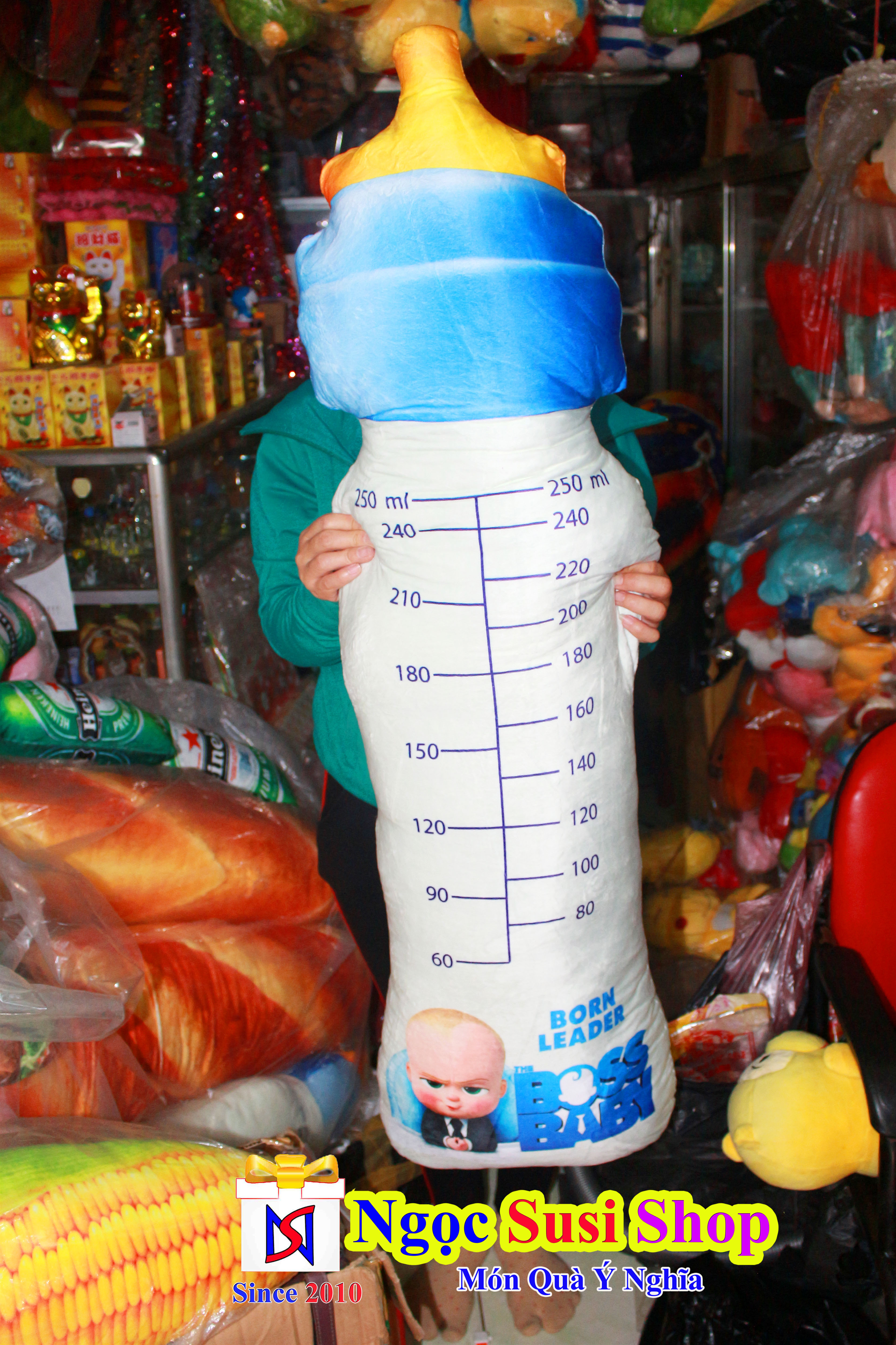 THÚ BÔNG GỐI ÔM BÌNH SỮA 3D SIÊU TO [ MUA CHỌN SIZE]