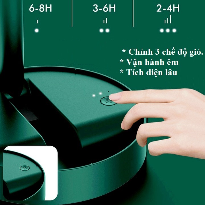 Quạt tích điện để bàn gấp gọn 3 cấp độ gió, Quạt mini sạc điện, quạt mini để bàn