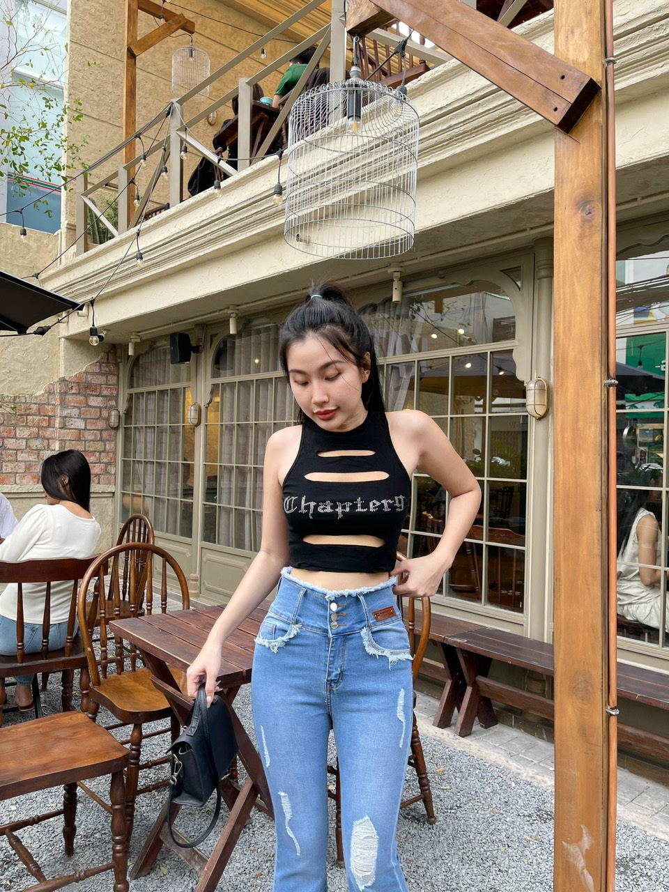 [HCM]Quần Jeans Nữ ỐNg Loe Dài Lưng Cao Co Giãn