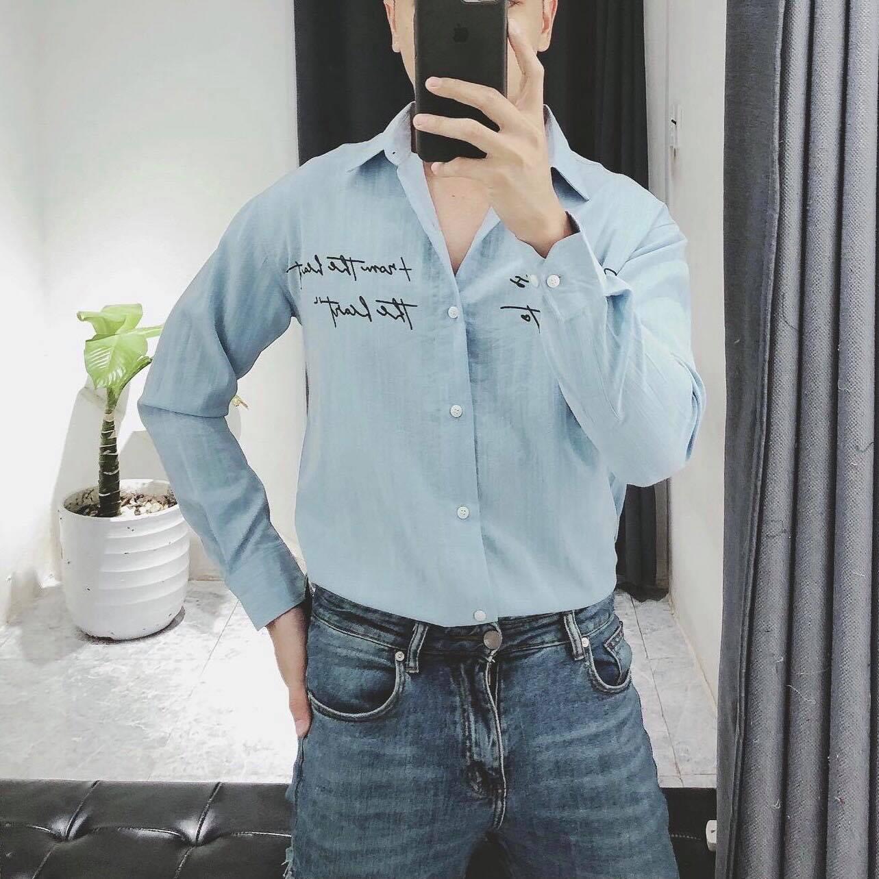 [ FREE SHIP ] ÁO SƠ MI VẢI ĐŨI NHẬT CAO CẤP IN NÉT CHỮ THƯ SINH LÃNG TỬ CUỐN HÚT THỜI TRANG MỚI KME