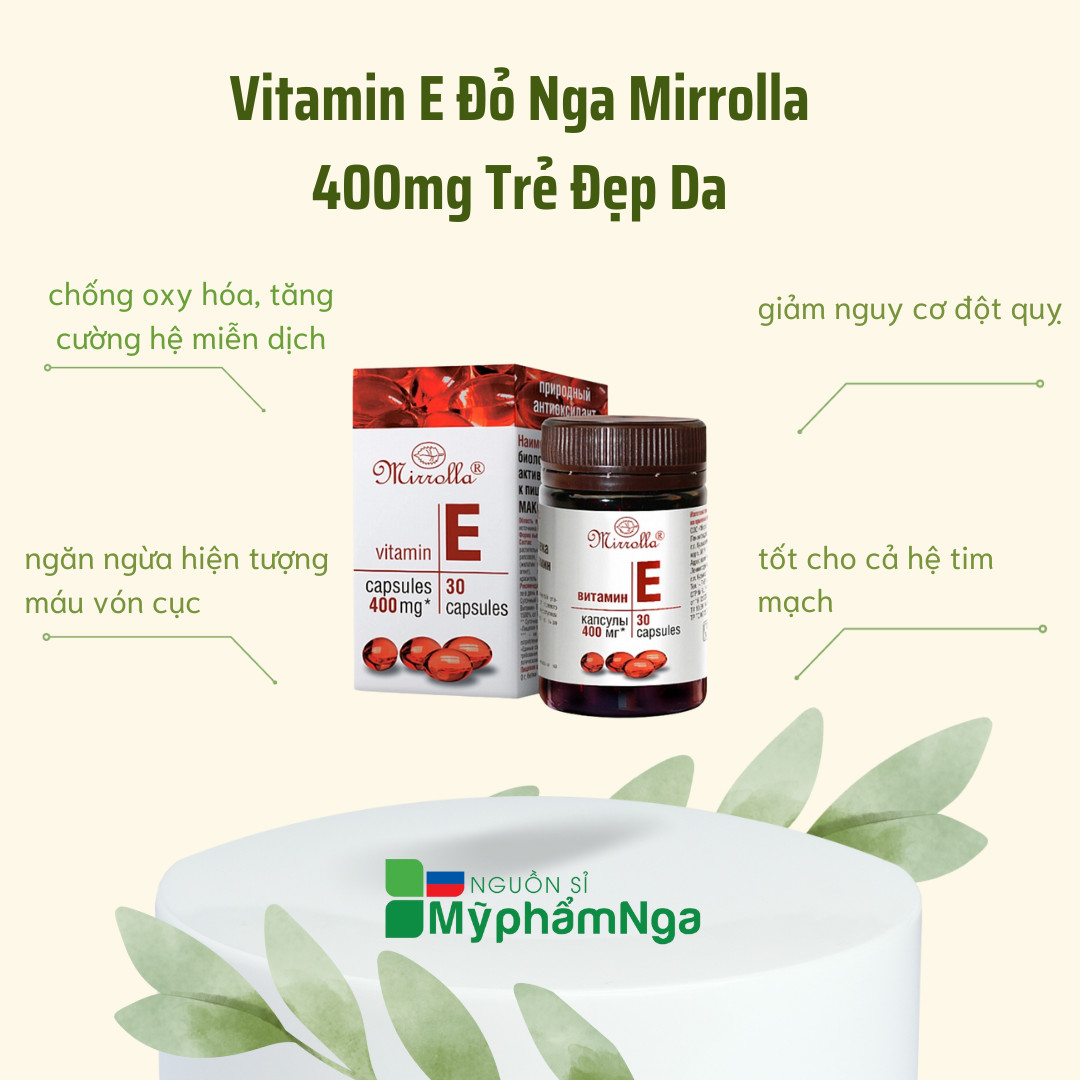 Vitamin E đỏ Mirrolla của Nga 400mr