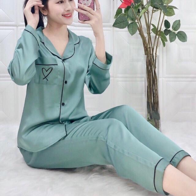 Đồ bộ nữ chất liệu phi lụa mịn mát không nhăn