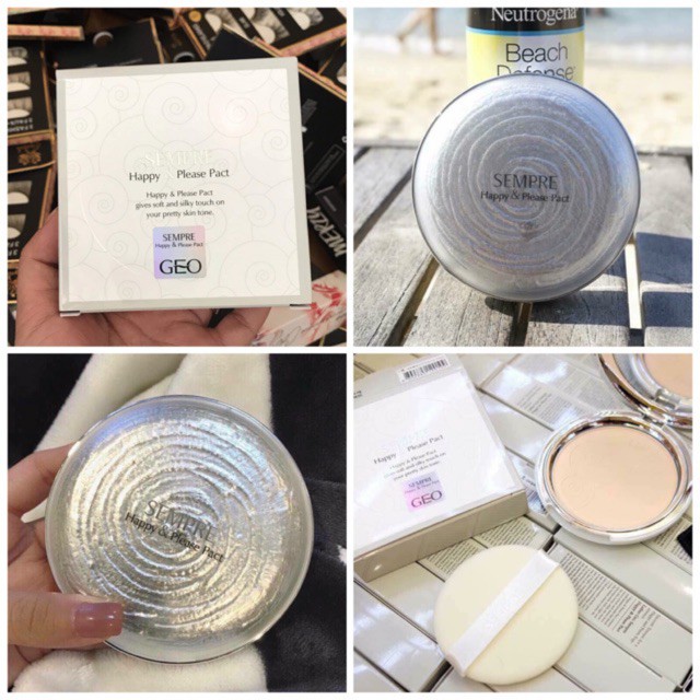Phấn Phủ Geo trắng siêu mịn Sempre Happy & Please Pact