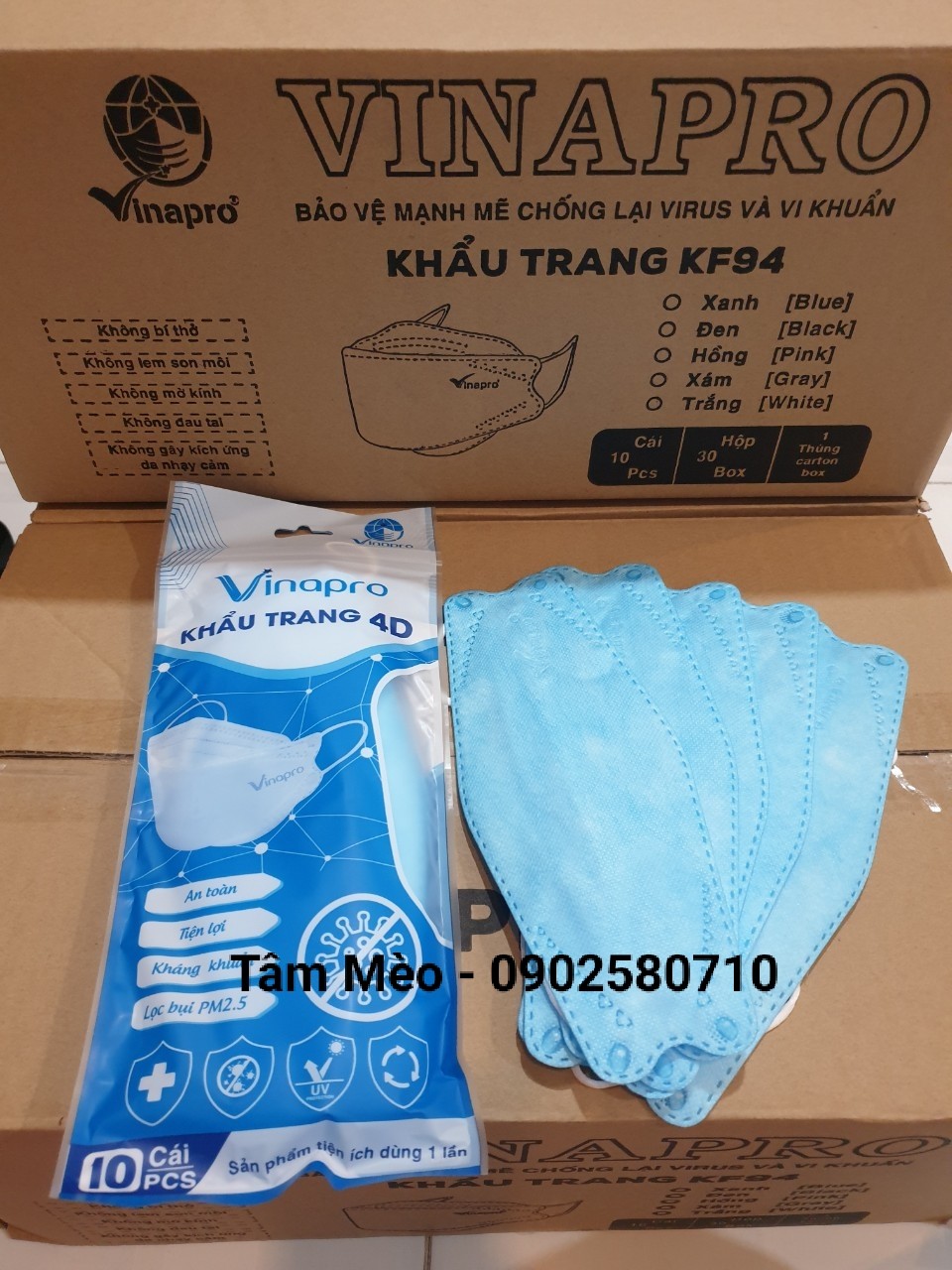 Khẩu trang KF94 Vinapro 4 lớp (1 bịch 10 cái)