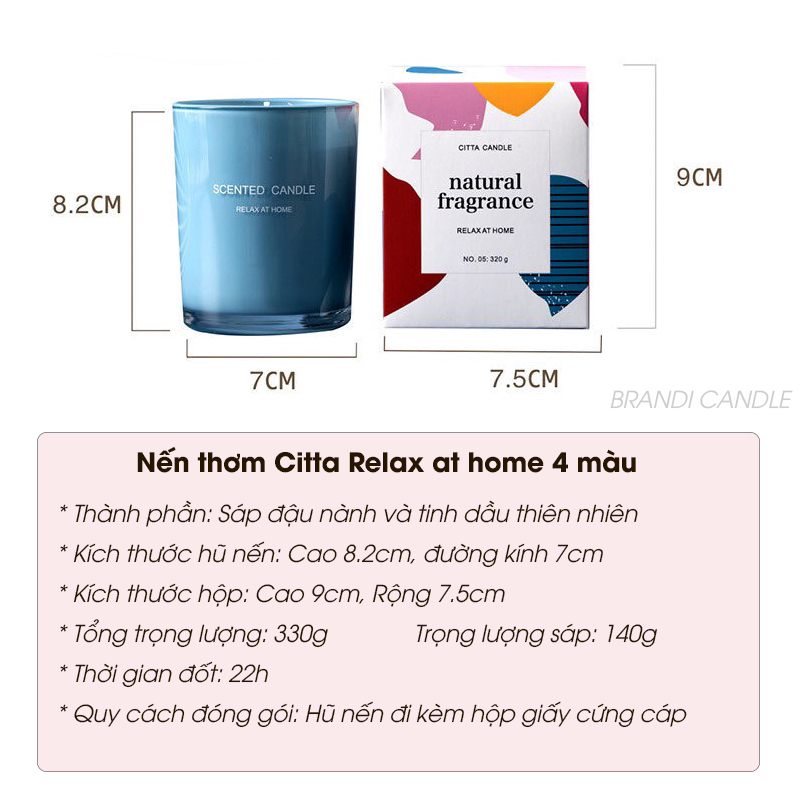 Nến Thơm Handmade Citta Relax At Home Hũ 4 Màu