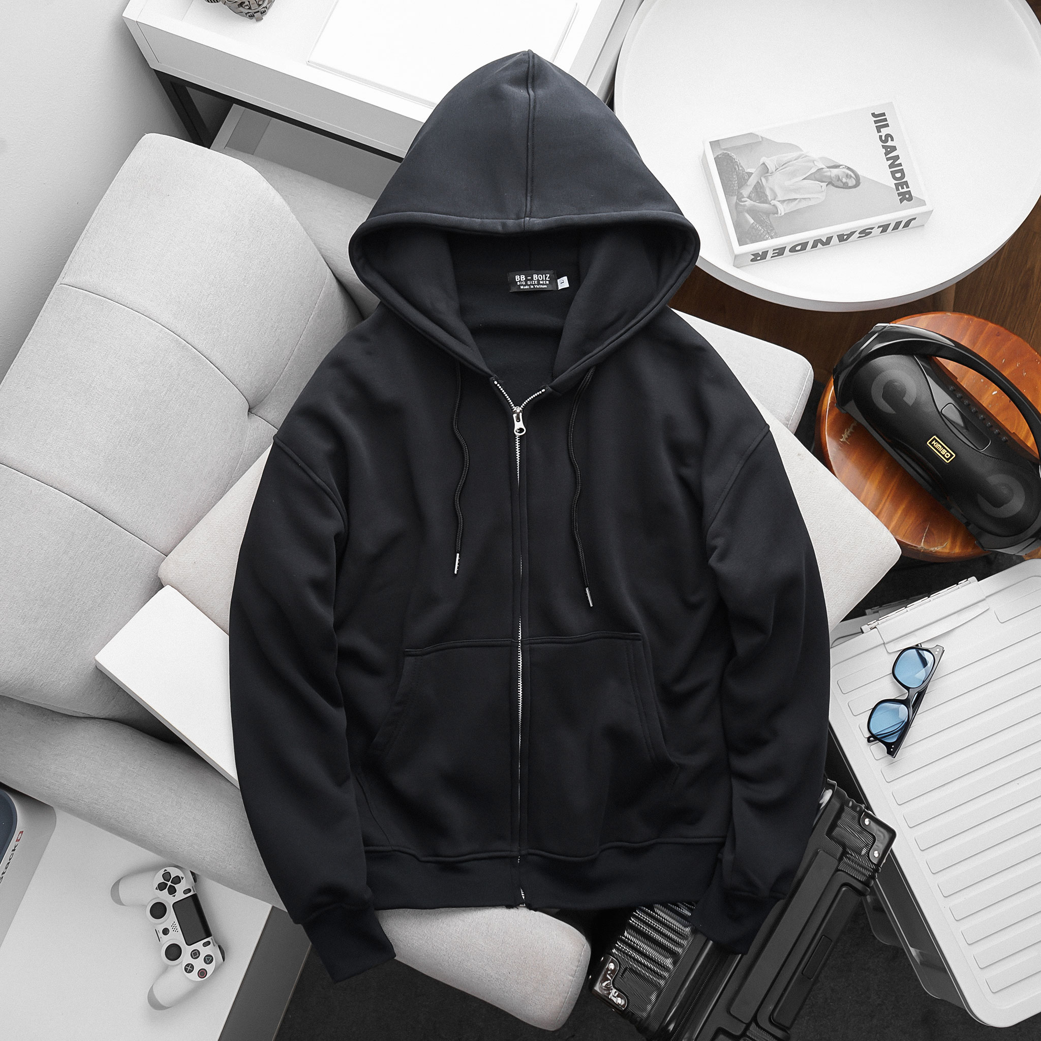BIGSIZE - Áo khoác hoodie dây kéo vải nỉ thời trang nam bigsize 90 - 130kg - Trơn đủ màu