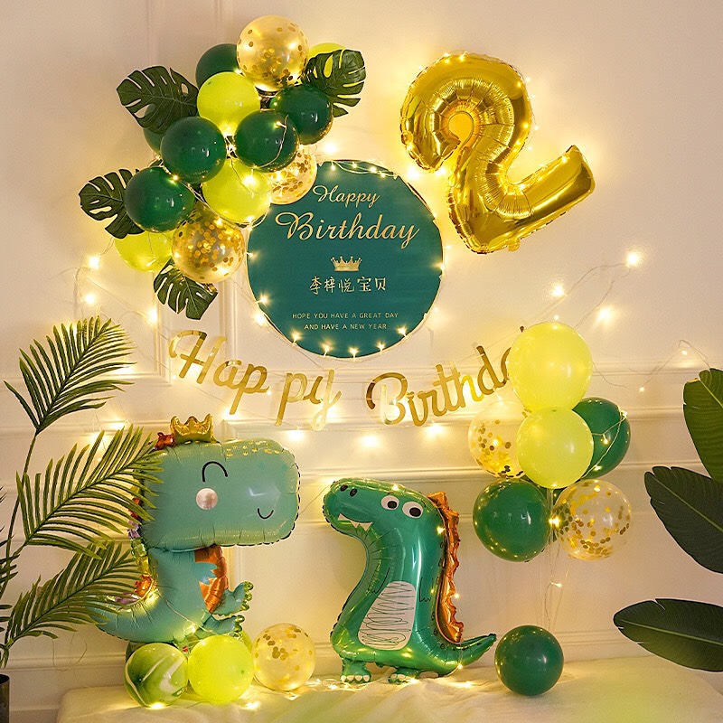 ( Đèn led) Set bóng trang trí sinh nhật khủng long cho bé