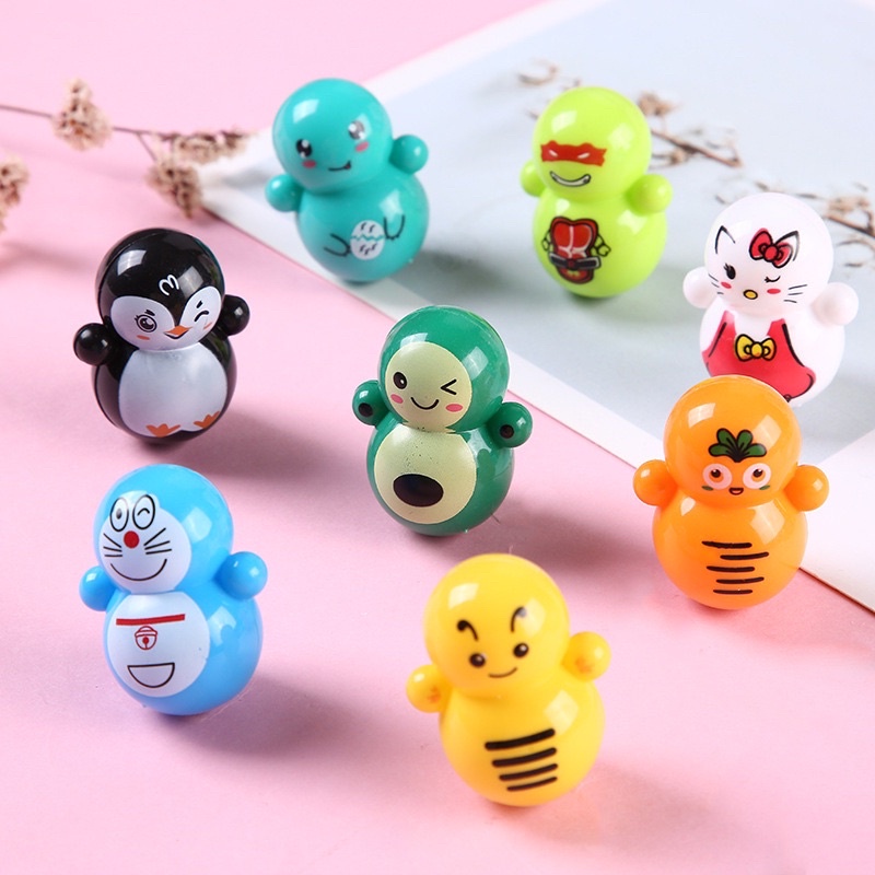 Lật đật squid game mini, đồ chơi lật đật mini doraemon cho bé cute dễ thương giá rẻ (pikachu, trò chơi con mực, minion)