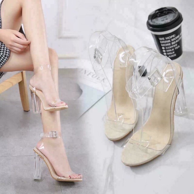 [4.4 Hoàn Tiền 15%] Giày cao gót 9 phân quai trong