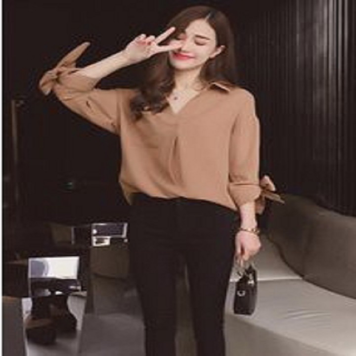 Áo sơ mi cột nơ tay lỡ❣️[Giá gốc tận xưởng]