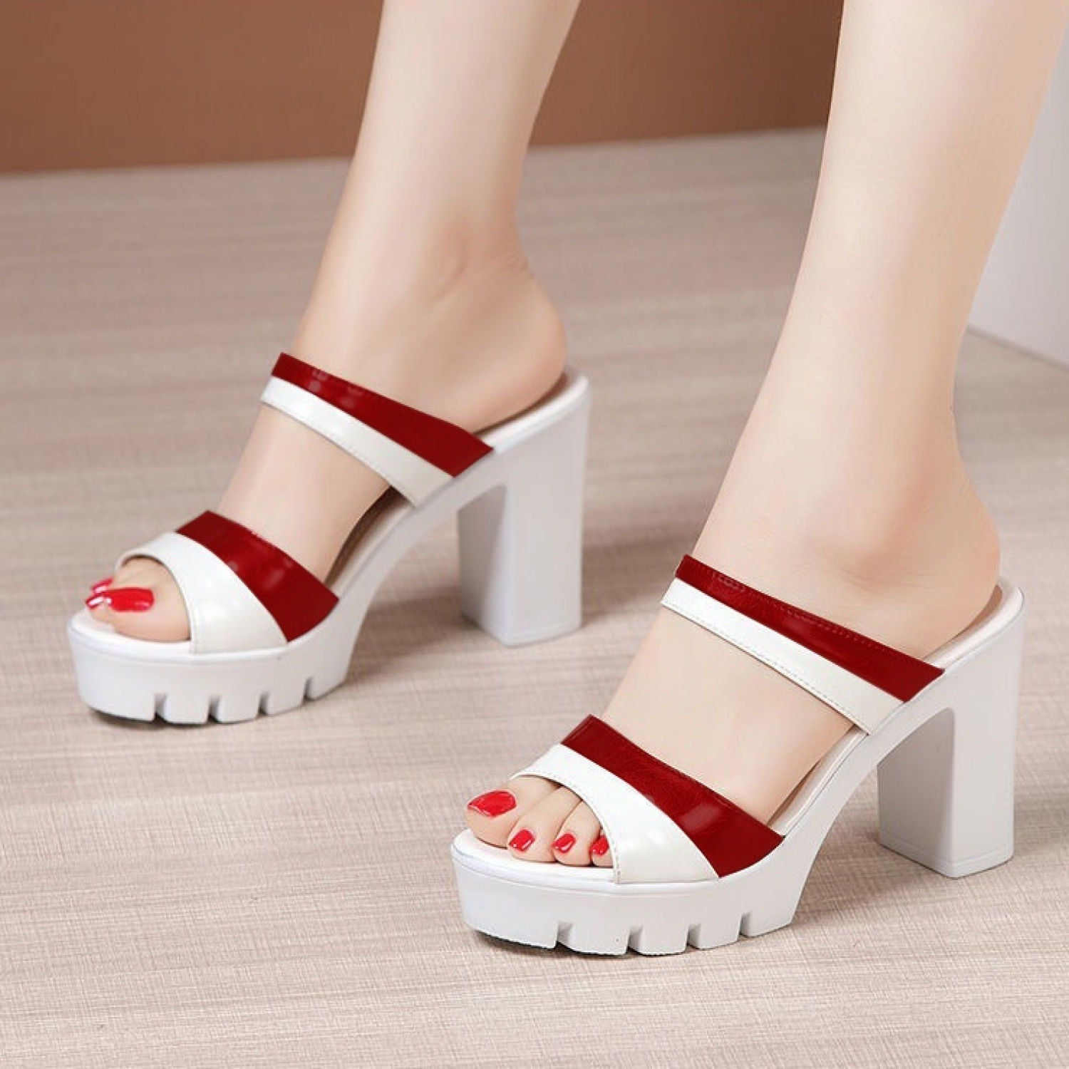 Giày Cao Gót Phối Màu Cao Cấp- CG097