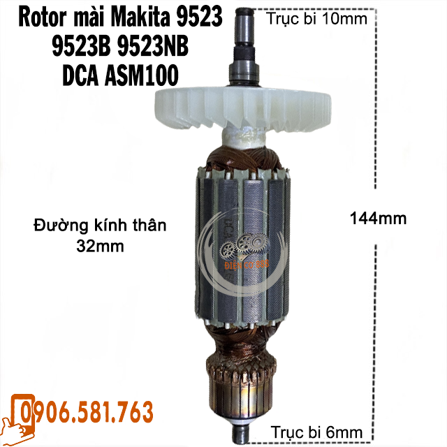 (Hàng DCA) Rotor mài MAKITA 9523, DCA ASM100, FEG EG-912 220V - Tặng chổi than