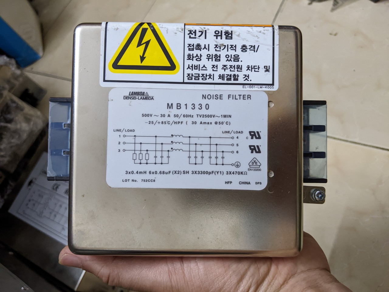 Lọc nguồn emi Lambda 3phase 30A/500V size lớn thảo tủ thiết bị CNC Hàn quốc