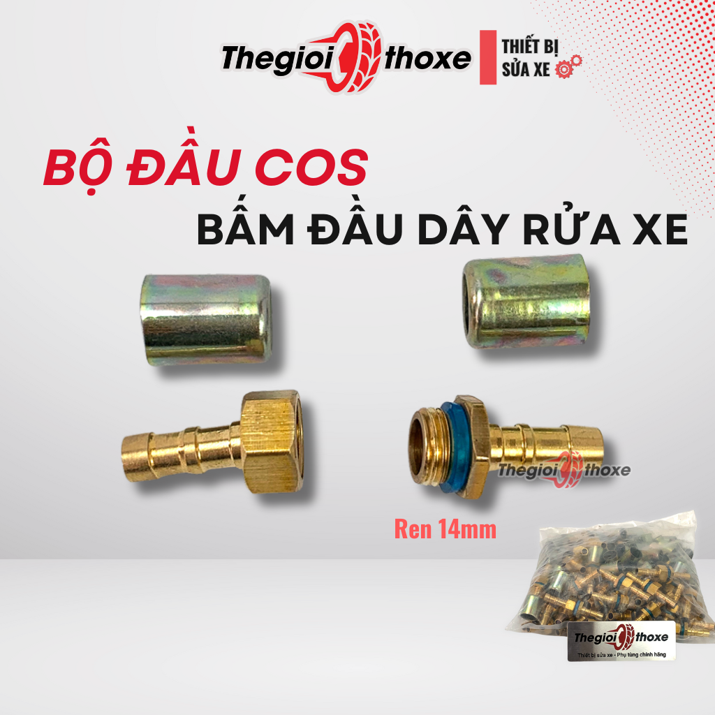 Bộ cos ép đầu dây máy rửa xe - ren 13 mm | thế giới thợ xe