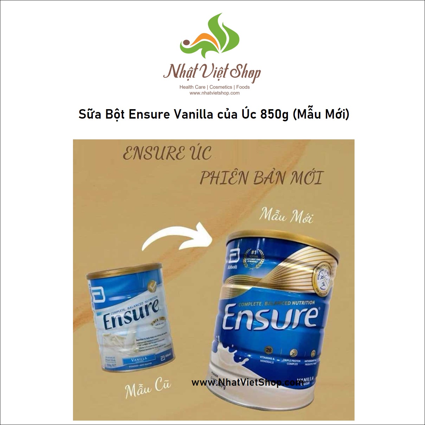 Sữa Bột Ensure Úc 850gr