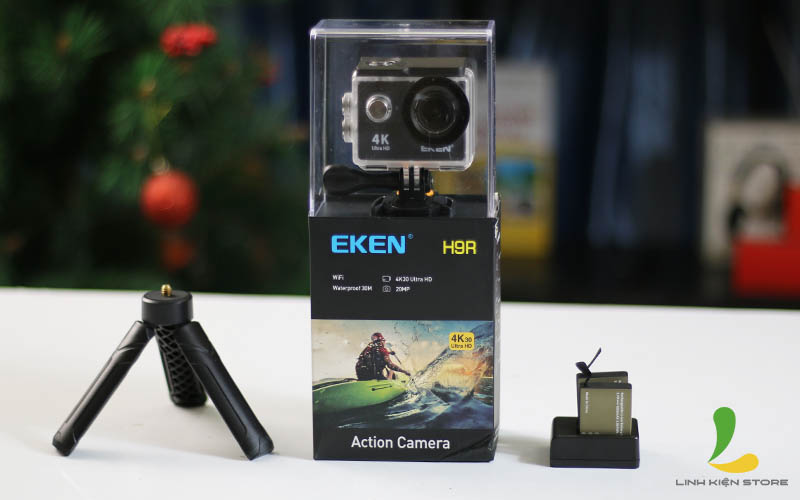 Combo camera hành trình HOSAN Eken H9r Hộp Kính – Máy quay hành động phiên bản mới nhất  thêm dock sạc đôi, 2 pin, tripod