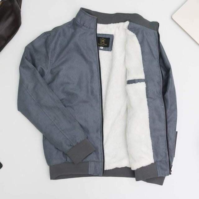 Áo khoác nam Da Lộn lót lông dày dặn toàn thân dáng ôm Menswear