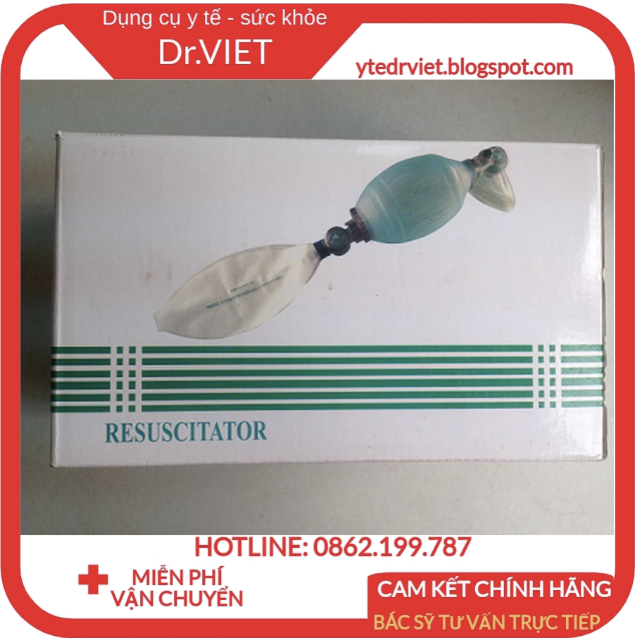 Bóp Bóng Hỗ Trợ thở Hô Hấp Nhân Tạo Ambu hỗ trợ thở size trẻ sơ sinh trẻ em người lớn