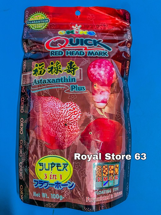 Quick Red Head Mark Okiko Đỏ Thái Lan thức ăn cho cá La Hán 100g