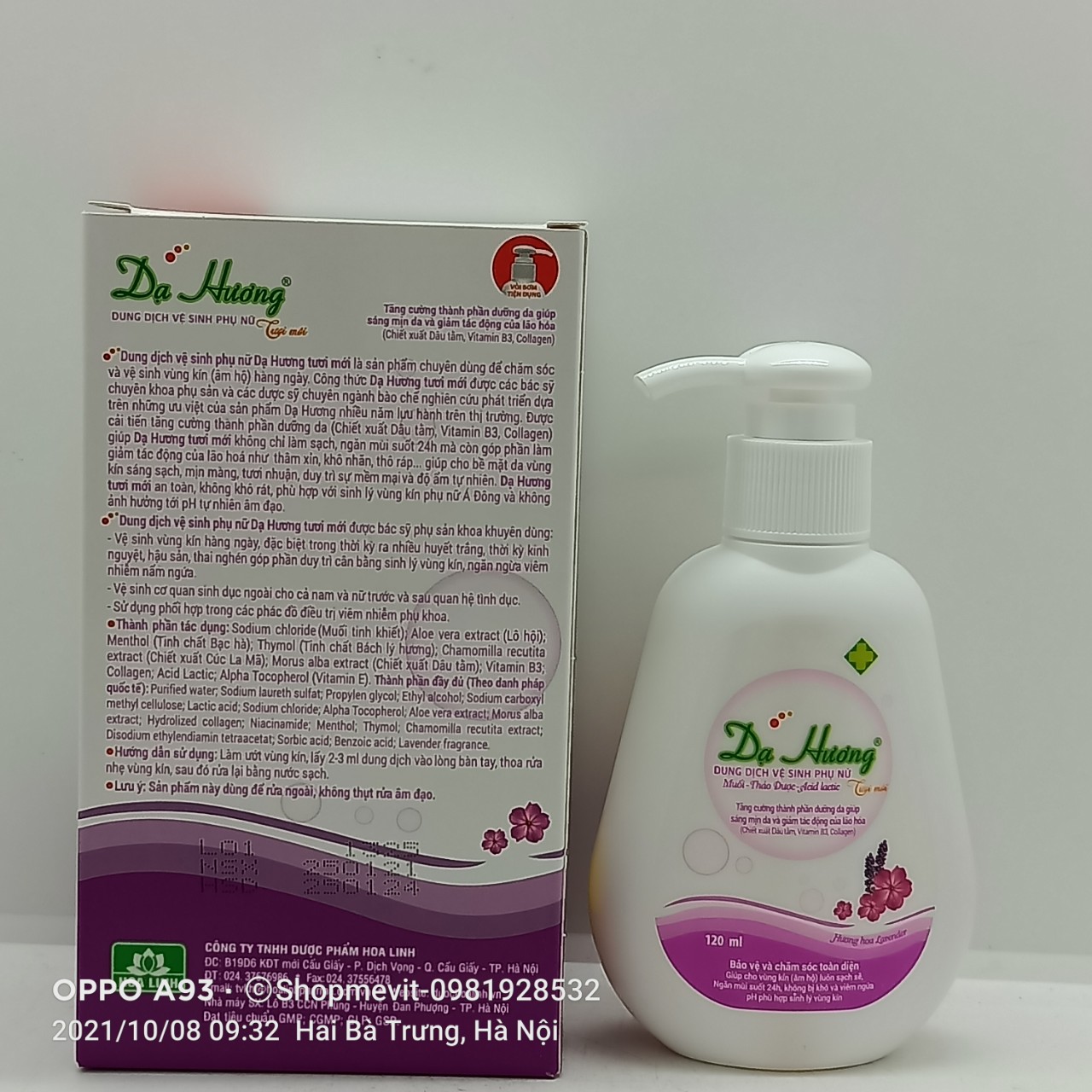 DDVS DẠ HƯƠNG MÀU TÍM CHAI 120ML CÓ VÒI