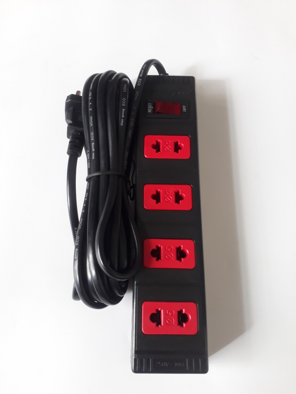 Ổ cắm 4 lỗ dây 2m,5m đen đỏ điện quang