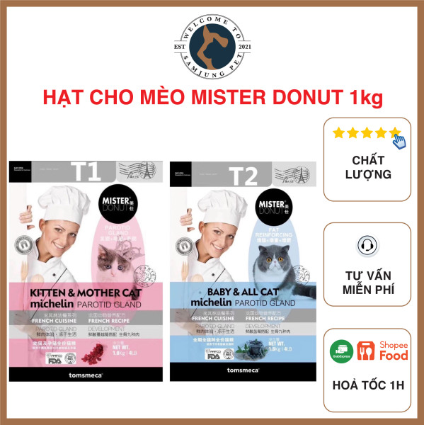 [ 500Gr - 1Kg Repack Chính Hãng ] Hạt trộn khô cao cấp cho mèo Mister Donut T1 T2 mọi lứa tuổi - SamJung Pets