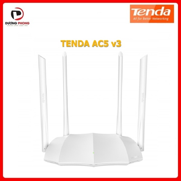 Bảng giá Bộ Phát Wifi TENDA AC5 V.3 chuẩn AC1200 wifi băng tần kép tốc độ cao màu trắng - Hàng Chính Hãng Bảo Hành 36 Tháng Phong Vũ