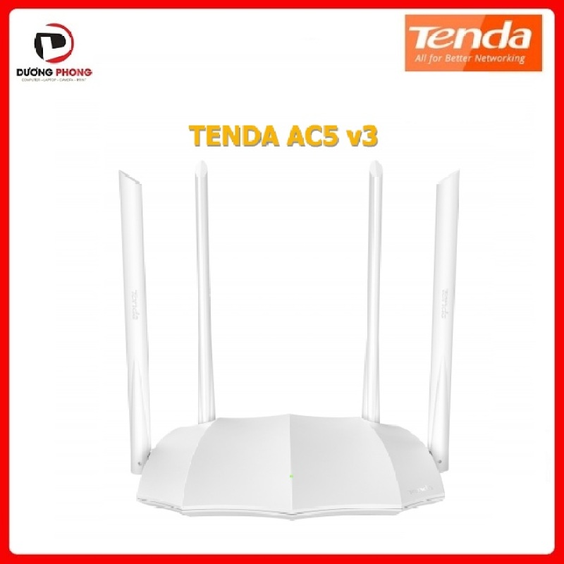 Bảng giá Bộ Phát Wifi TENDA AC5 V.3 chuẩn AC1200 wifi băng tần kép tốc độ cao màu trắng - Hàng Chính Hãng Bảo Hành 36 Tháng Phong Vũ
