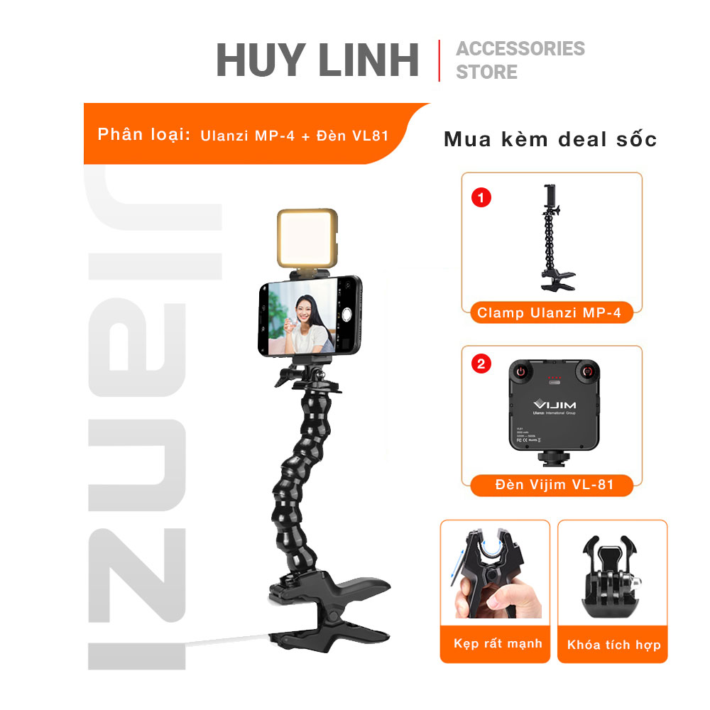Ngàm kẹp đa năng Ulanzi U-Select MP-4 Super clamp magic Arm kiểu bạch tuộc uốn xoay 360 độ dễ dàng