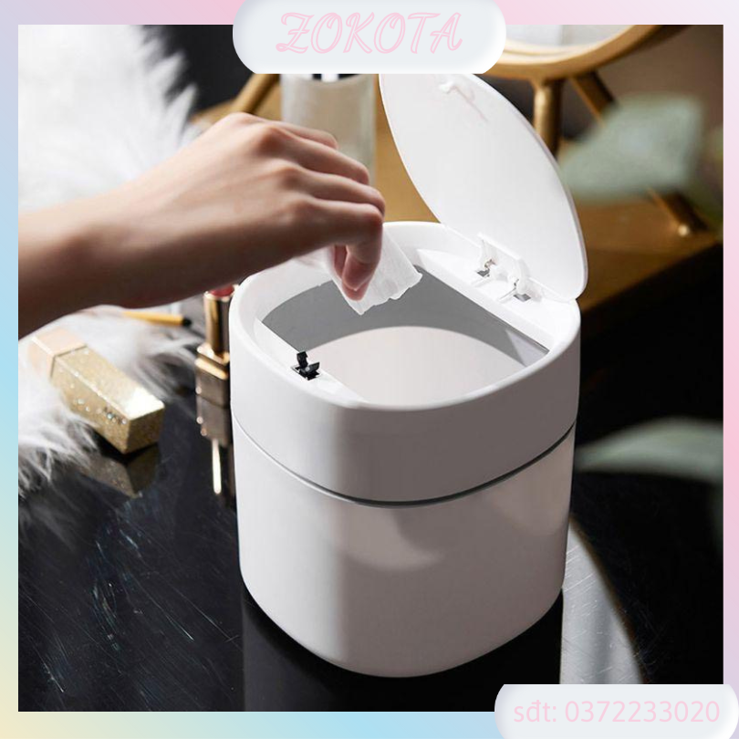 Thùng rác mini thông minh để văn phòng - xọt rác xinh xắn hiện đại có nút bấm