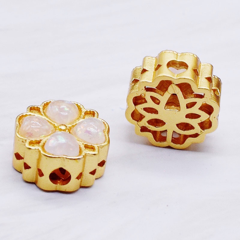 Charm cỏ 4 lá đính đá trắng - KL204