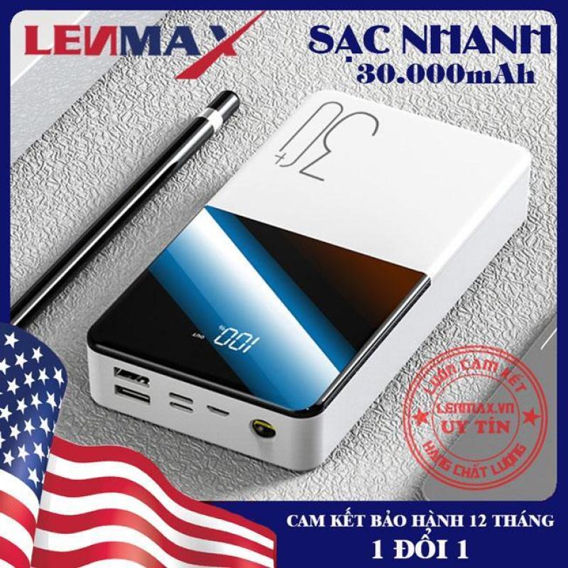 Giá Pin Sạc Dự Phòng 30000 mAh mặt gương chất lượng cao, sạc cho tất cả các loại điện thoại, sạc nhanh, màn hình LED hiển thị , đầu ra kép có thể sạc 2 điện thoại cùng một lúc.