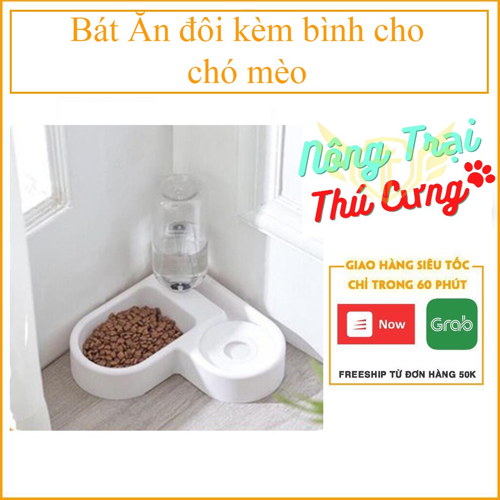 Bát Ăn đôi kèm bình cho chó mèo