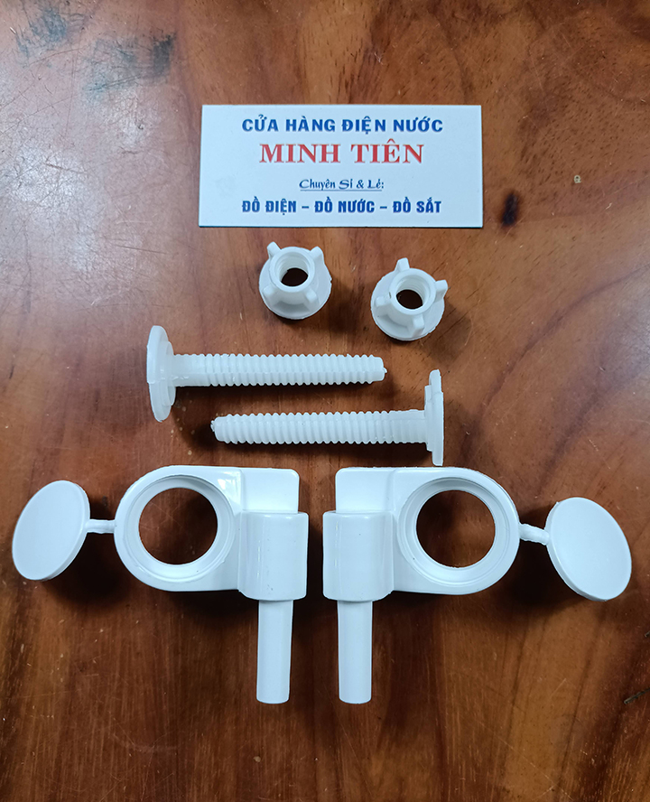 Bộ ốc vít nhựa cho nắp bồn cầu, cho két nước bồn cầu bằng nhựa.