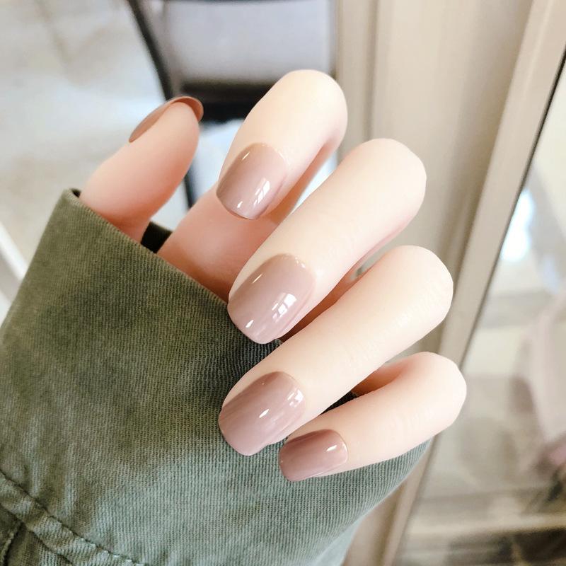 Bộ 24 móng tay giả màu nude thạch (kèm keo)