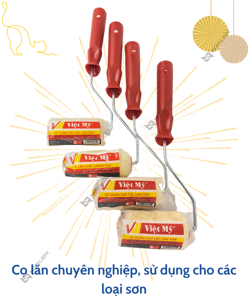 Lăn Sơn Nhựa Việt Mỹ (Lăn sơn chỉ 6cm; 10cm; Lăn sơn 11cm – 15cm – 21cm – 23cm)