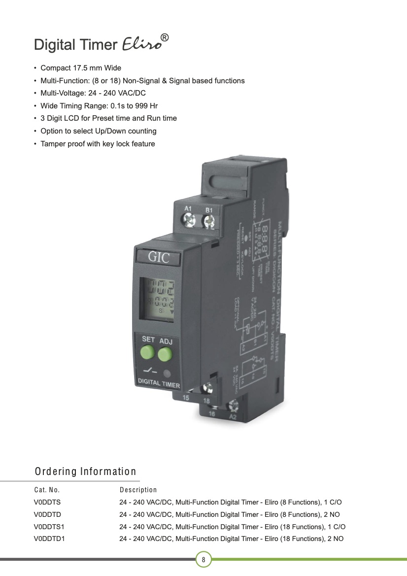 [HCM]Timer kỹ thuật số đa năng 24-240VAC/DC 1C/O V0DDTS