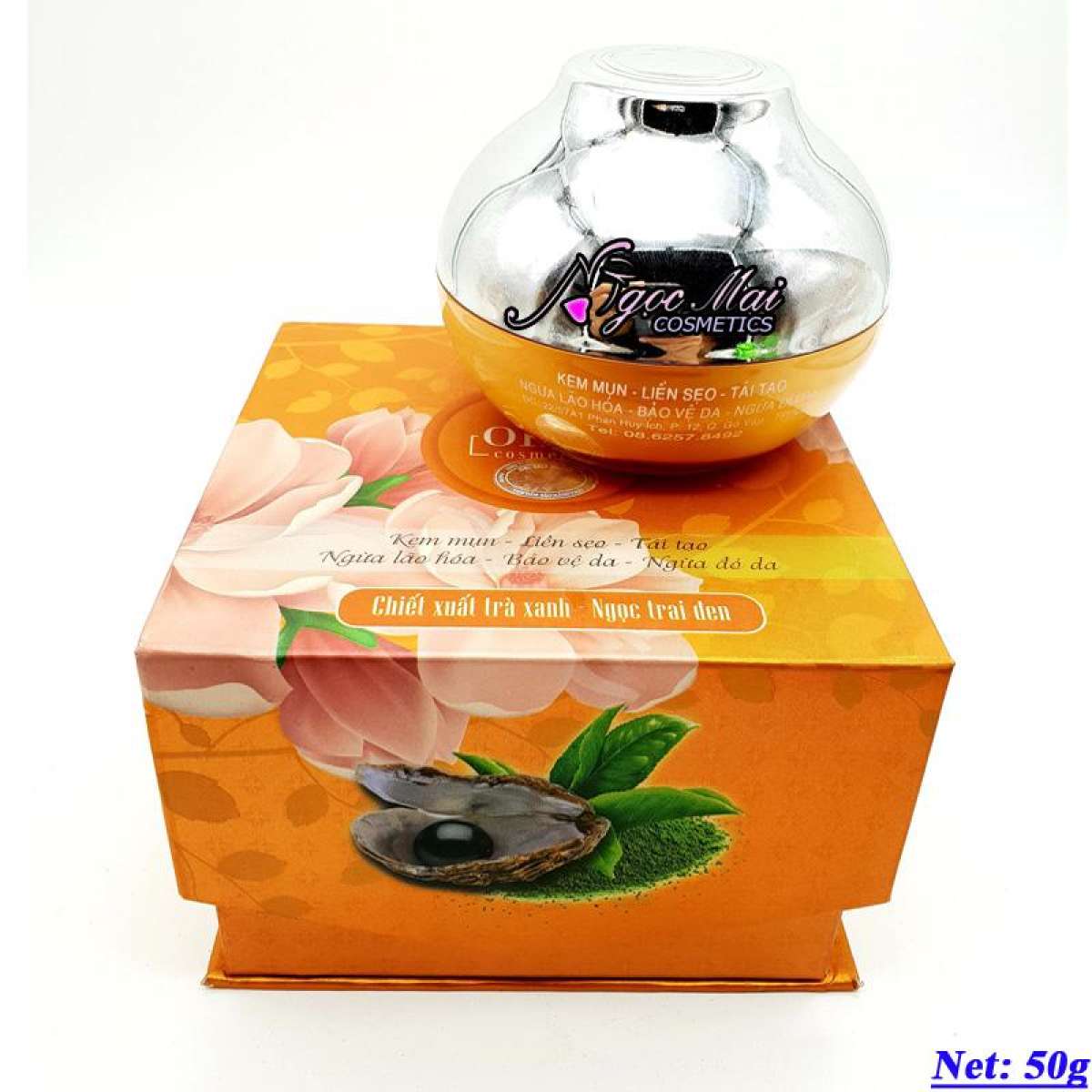 [HCM]Kem Mụn - Liền sẹo - Tái tạo - Ngừa lão hóa - Bảo vệ da - Ngừa đỏ Chiết xuất Trà Xanh - Ngọc Trai Đen OHIO Cosmetics 50g