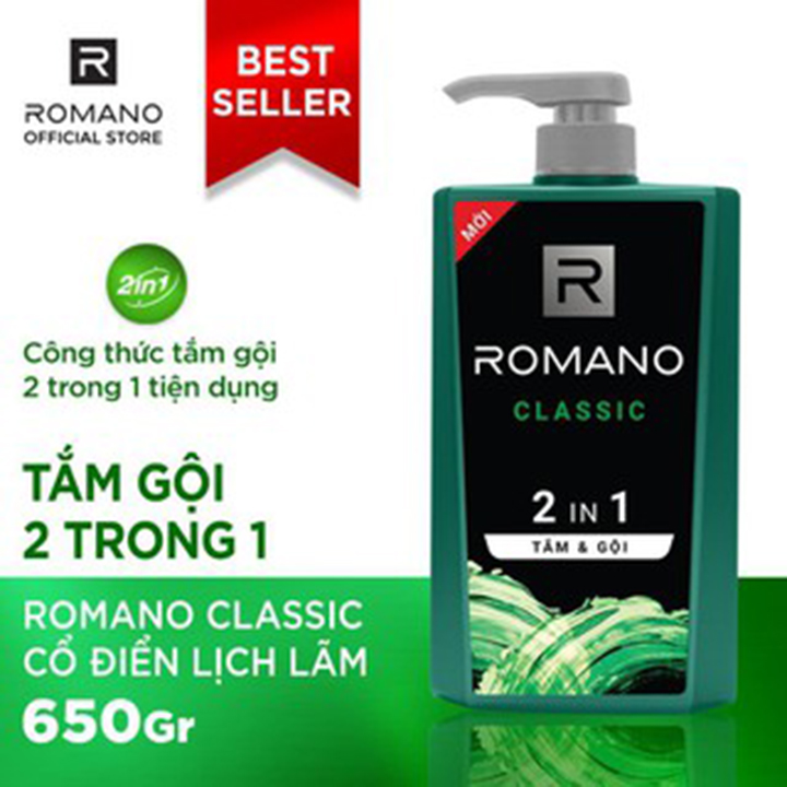 Tắm gội 2 trong 1 Romano Classic 650g