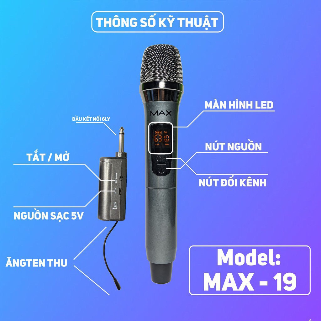 Micro không dây MAX19 dành cho karaoke gia đình,hát live stream