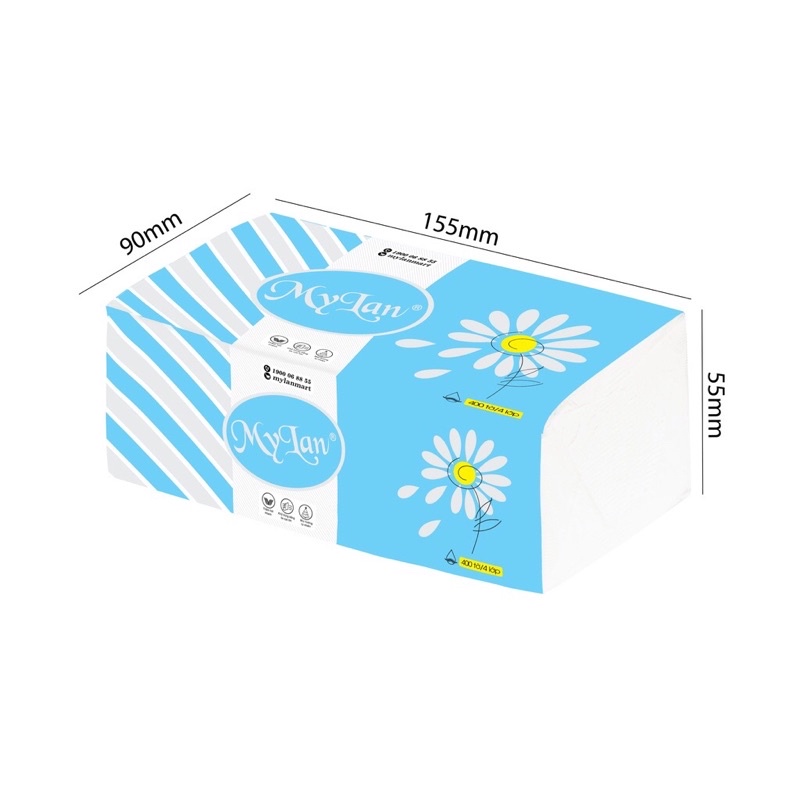 Giấy ăn rút MyLan hoa cúc siêu mềm (400tờ/4lớp/1gói)