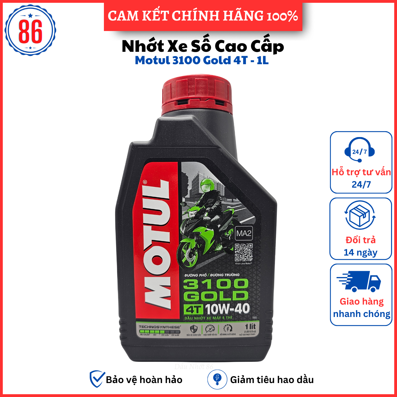 Nhớt xe sốcôn tay cao cấp Motul 3100 Gold 1LSản Phẩm Chất Lượng Gian Hàng Uy Tín Giá Cả Cực Tốt Mua Ngay.