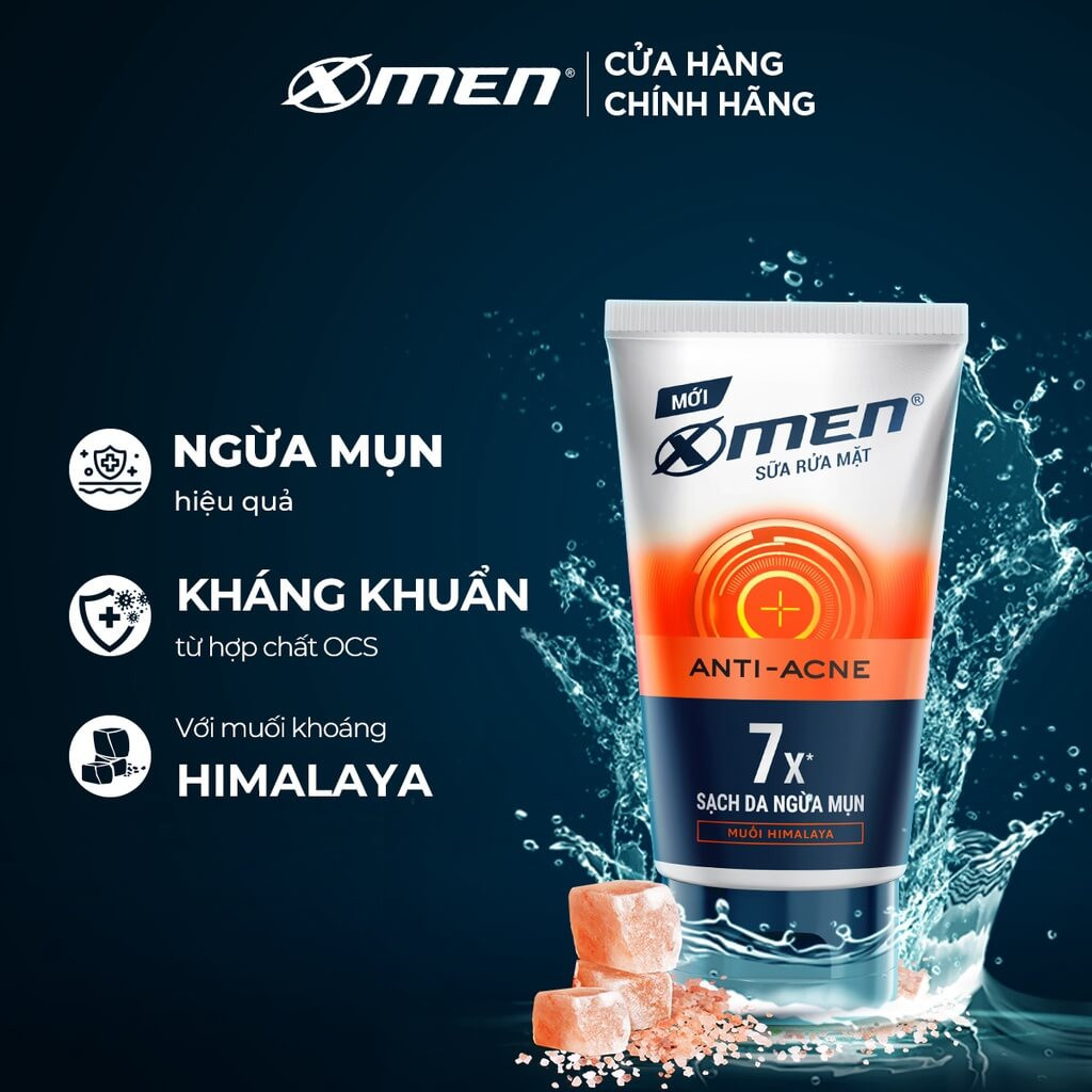 Sữa rửa mặt XMen GO Ngừa mụn Sáng da sạch khuẩn ngừa mụn kềm nhờn 100g