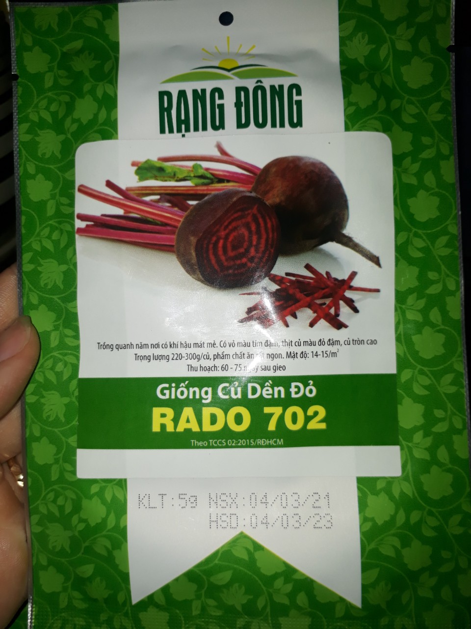 [Seeds] Hạt giống củ dền Rado702, đóng gói 5gr