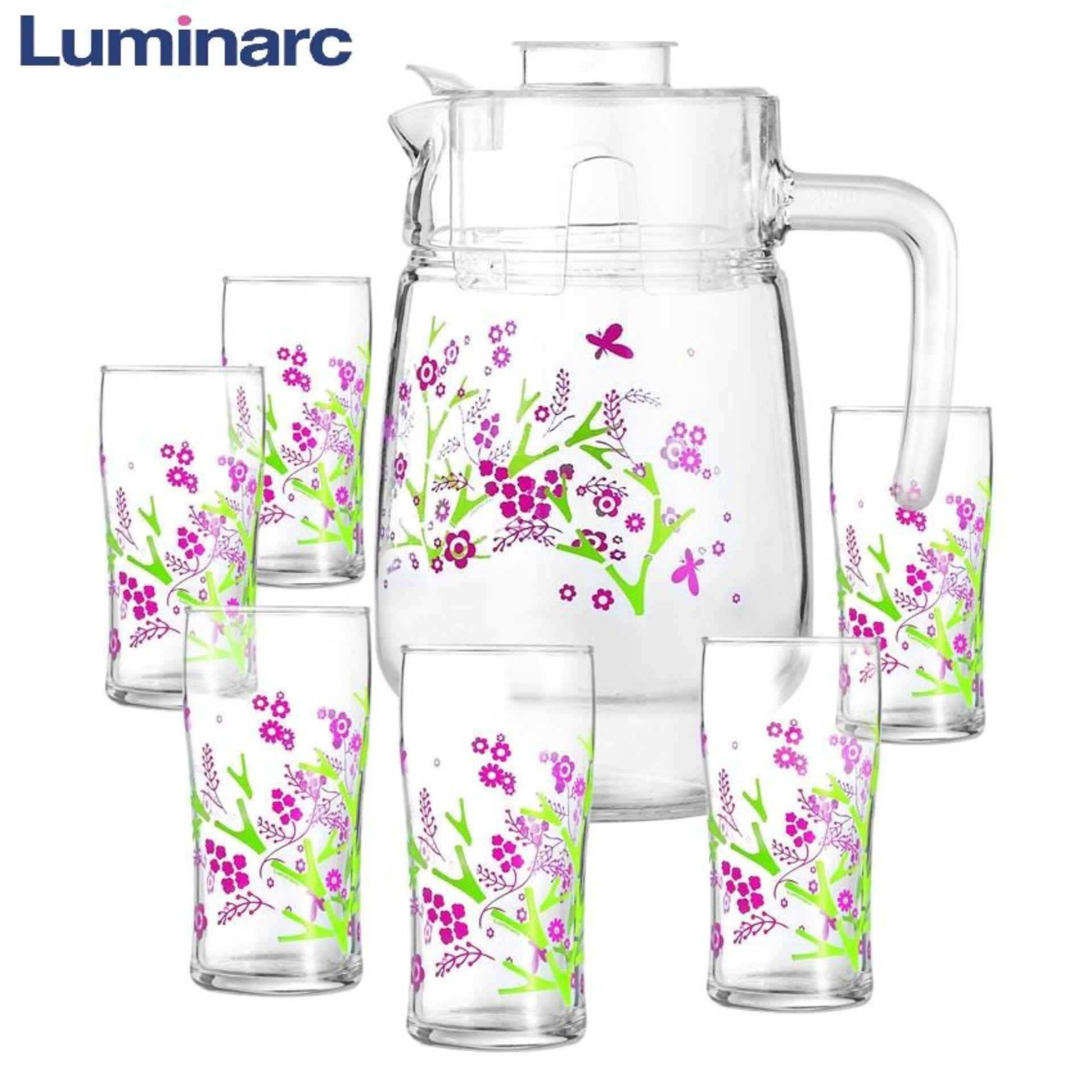 Bộ bình ly thủy tinh 7 món Luminarc Color Tree H0550