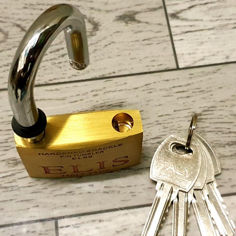 Ổ Khóa Đồng Thau ELIS 5cm Logo đỏ ( made in Italy )