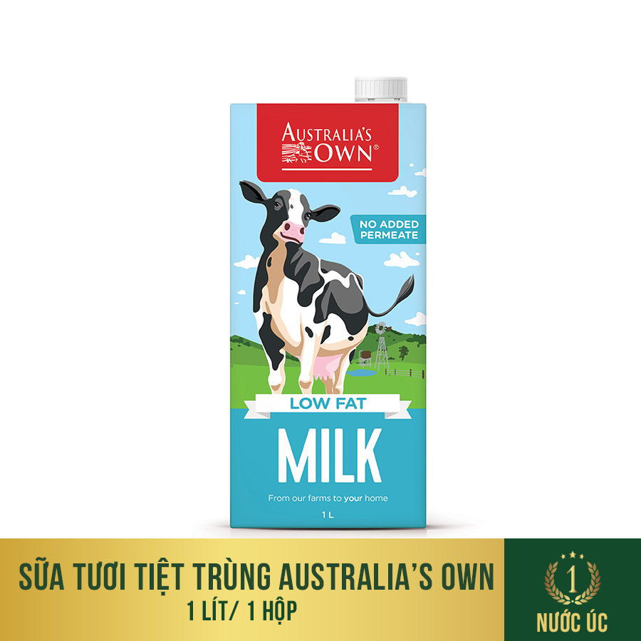 Sữa tươi tiệt trùng Australia s Own Ít Béo 1L, không đường