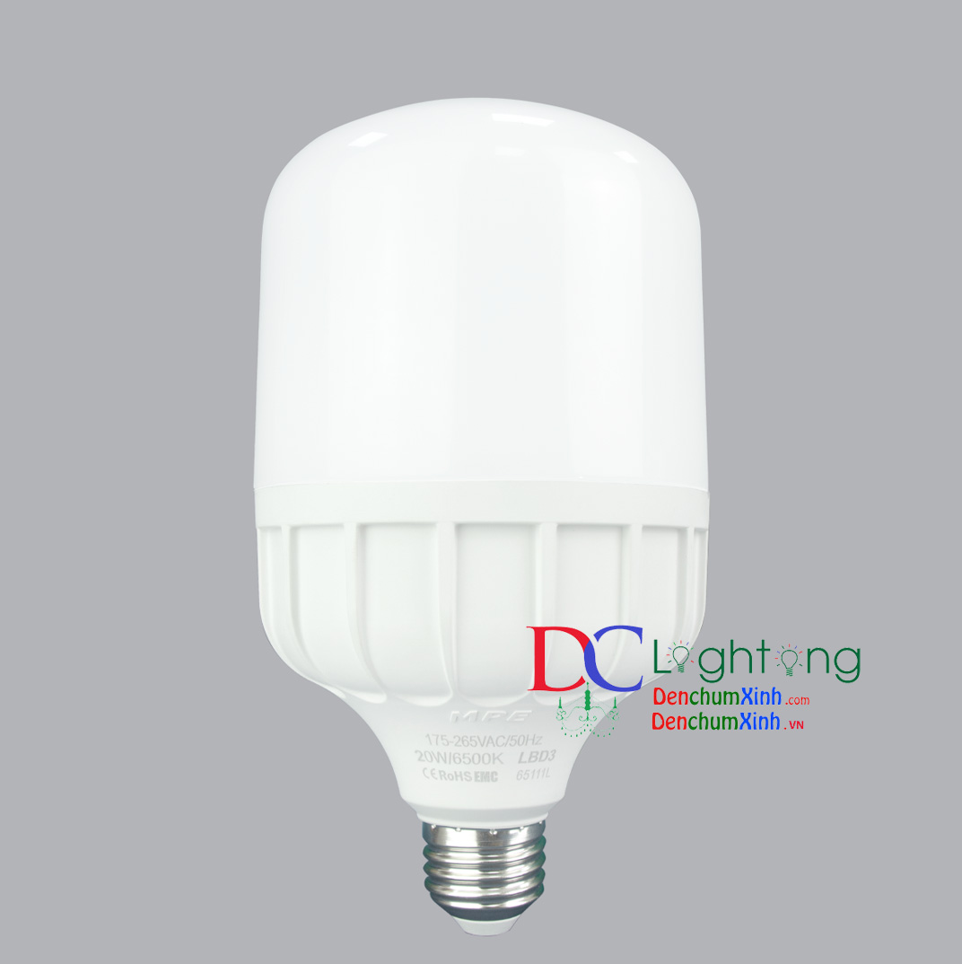 Đèn led trụ mpe - đèn led buld mpe- 20w - lbd3-20 - 2 năm đổi mới