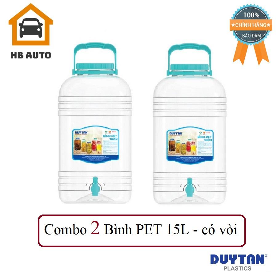Combo 2 bình pet đựng nước tròn có vòi 15 lít duy tân no.626